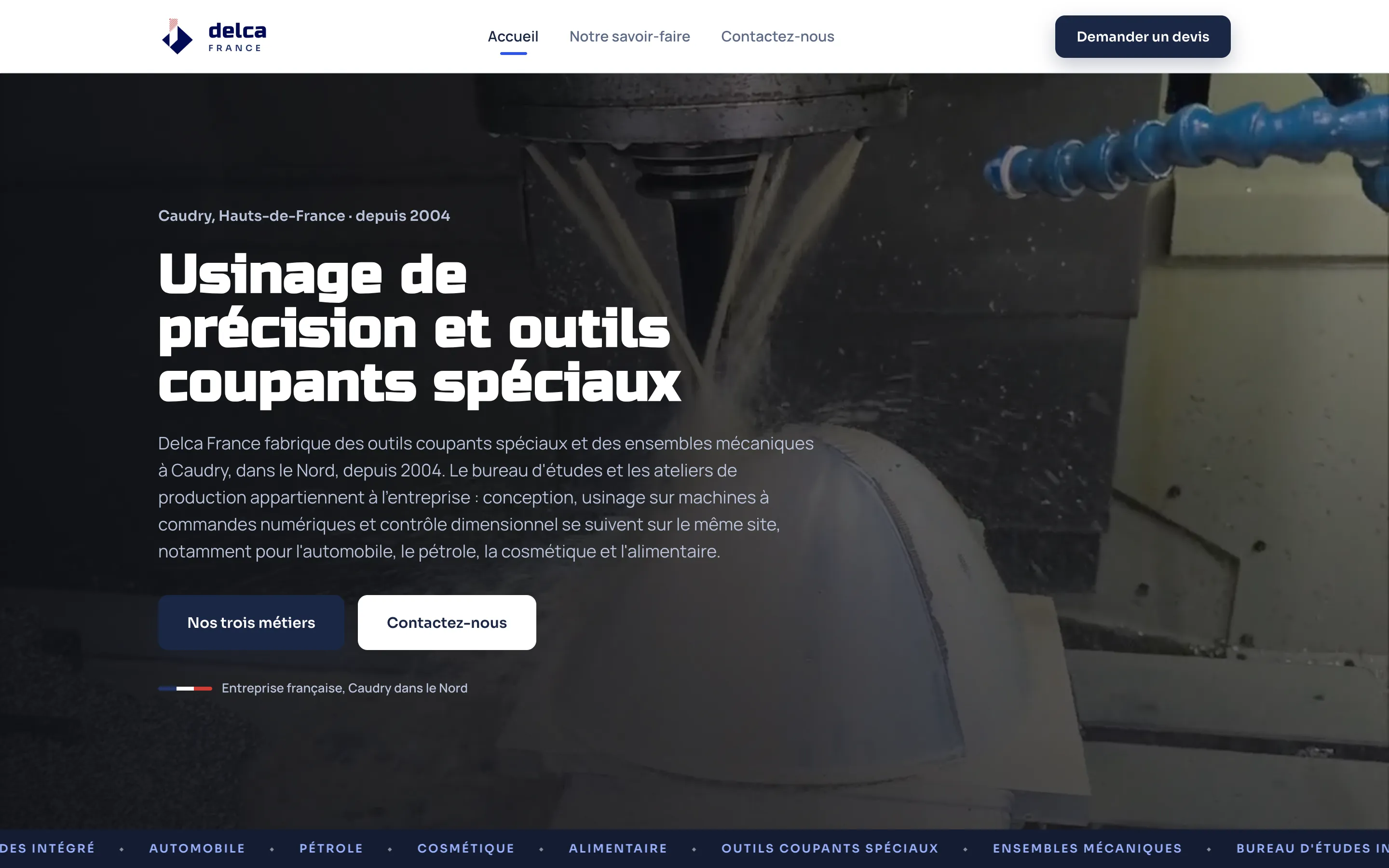 Capture du site delca-france.fr, page d'accueil