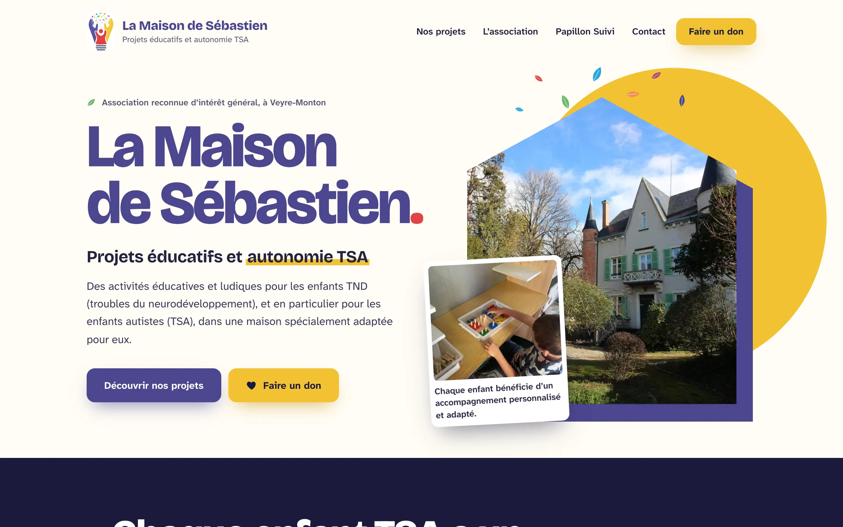 Capture du site lamaisondesebastien.fr, page d'accueil